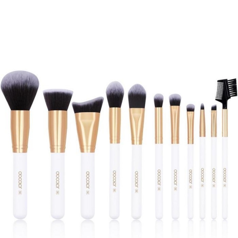Docolor 11 Piece White & Gold Brush Set